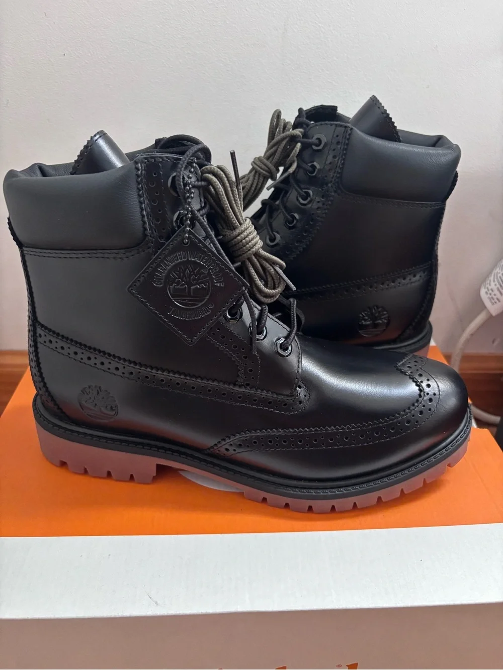 Timberland Premium 6-Inch Waterproof Boots Men’s Size 8 Black Full Grain Leather